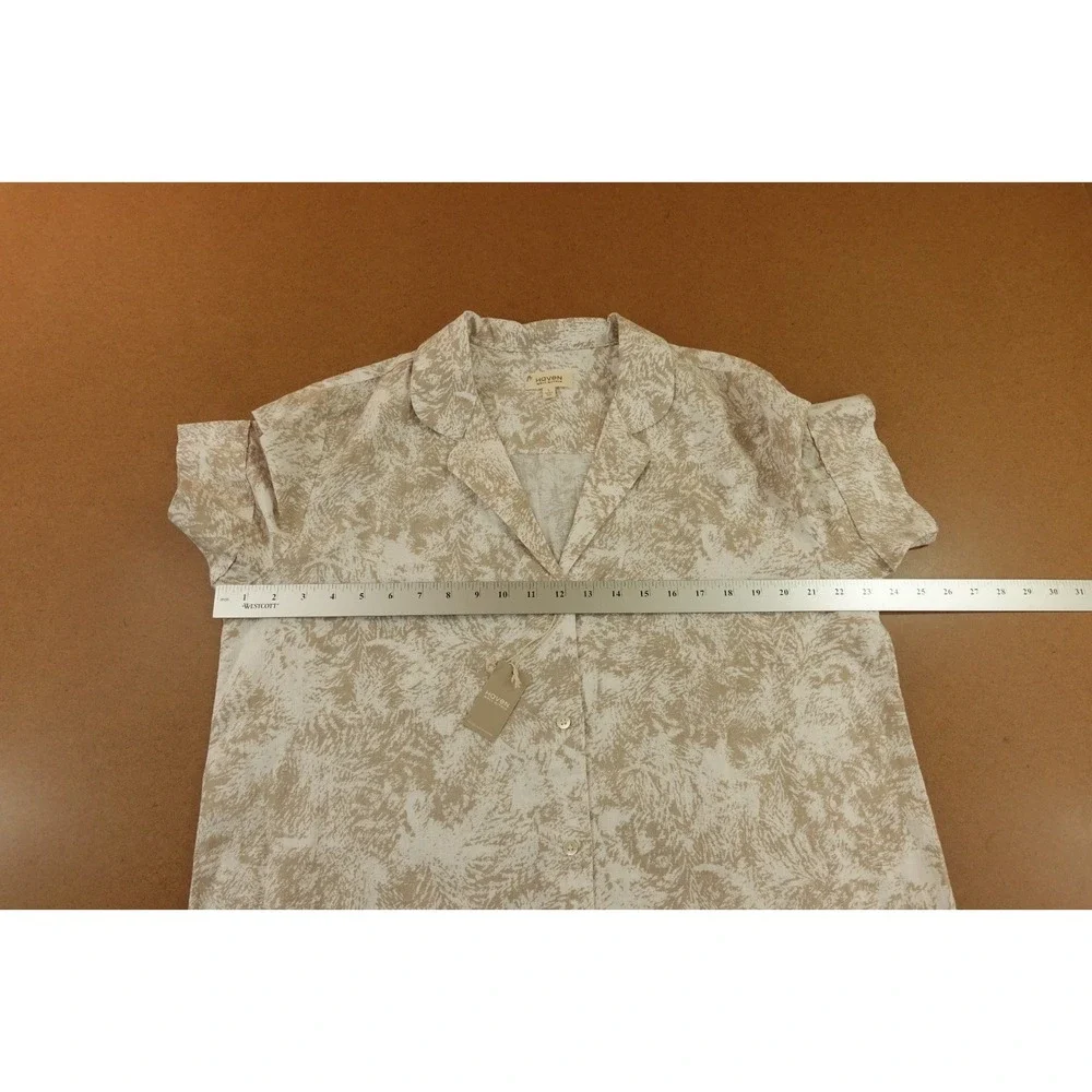 Haven Womens Large Organic Cotton Linen Serene Botanicals Short Sleeve Sleep Top